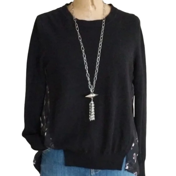 Rebecca minkoff womens sweater small floral back sheer back back whimsy goth - Picture 9 of 9